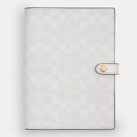 Coach Other - NWT 🤍 Coach Notebook in Signature Canvas and Smooth Leather • Chalk / White